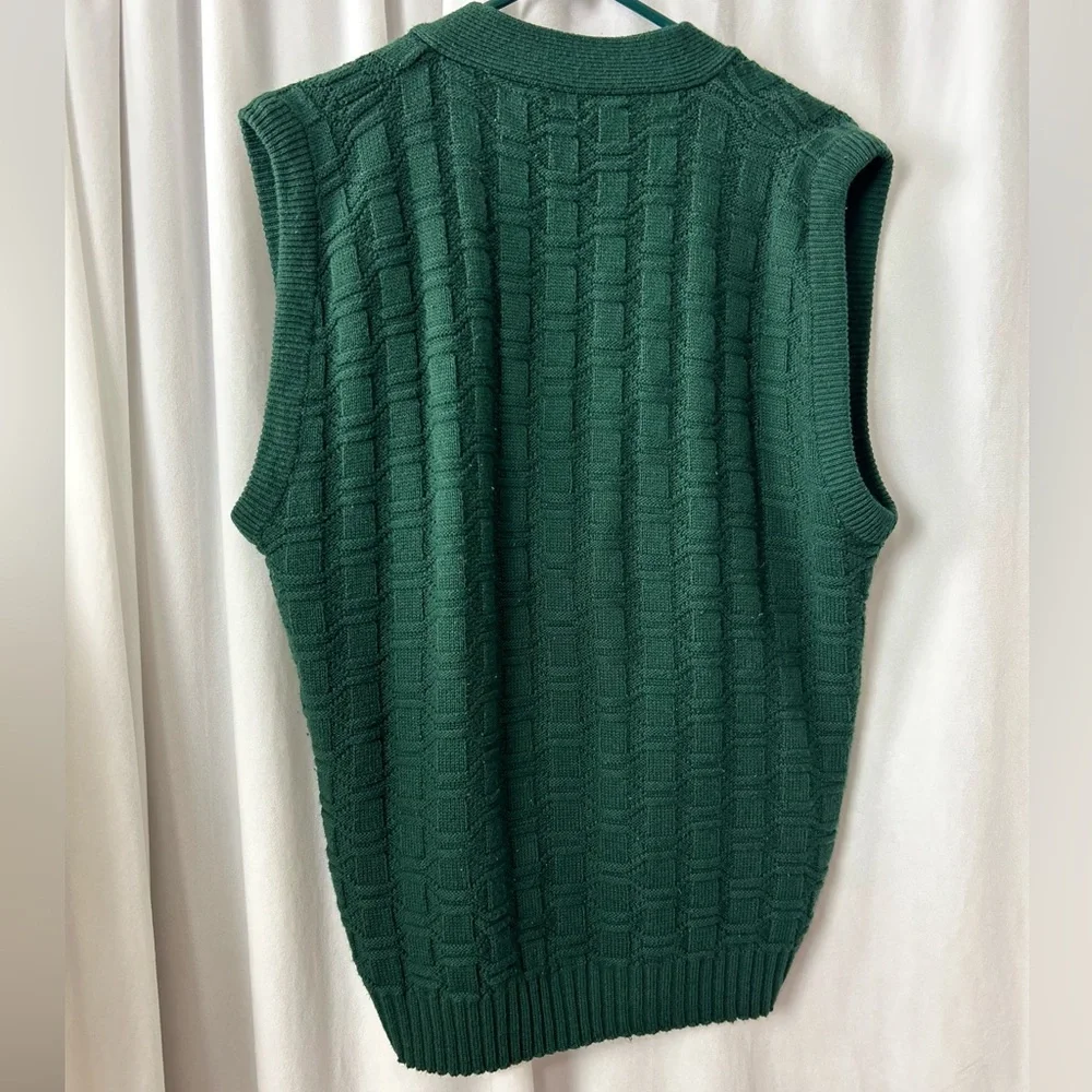 VTG Sundays grandpa textured dark green button up sweater vest St Patrick’s day